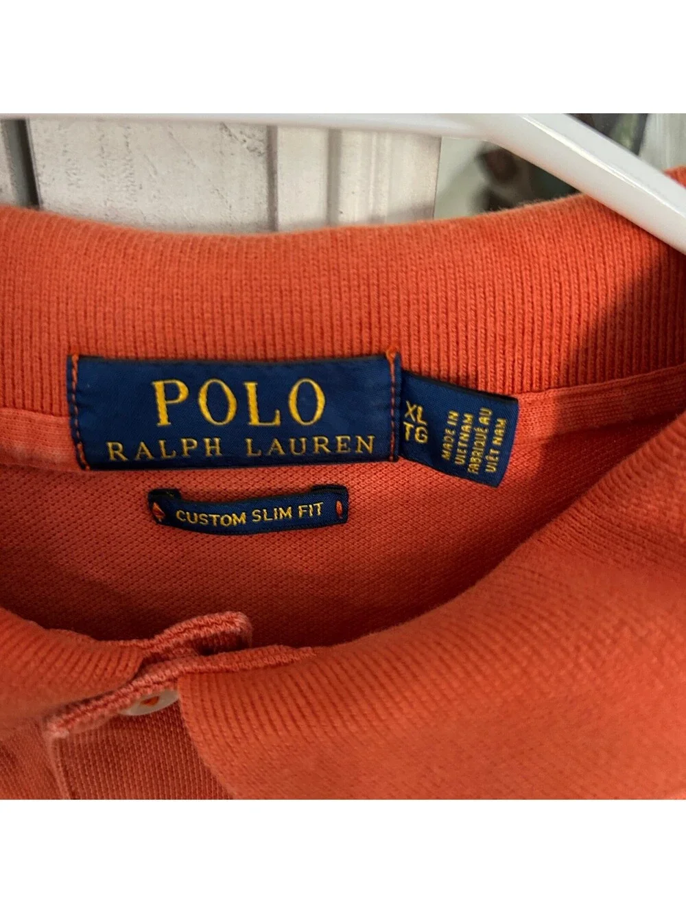 Polo Ralph Lauren Custom Slim Fit Cotton Polo Shirt Men XL Golf Tennis Orange